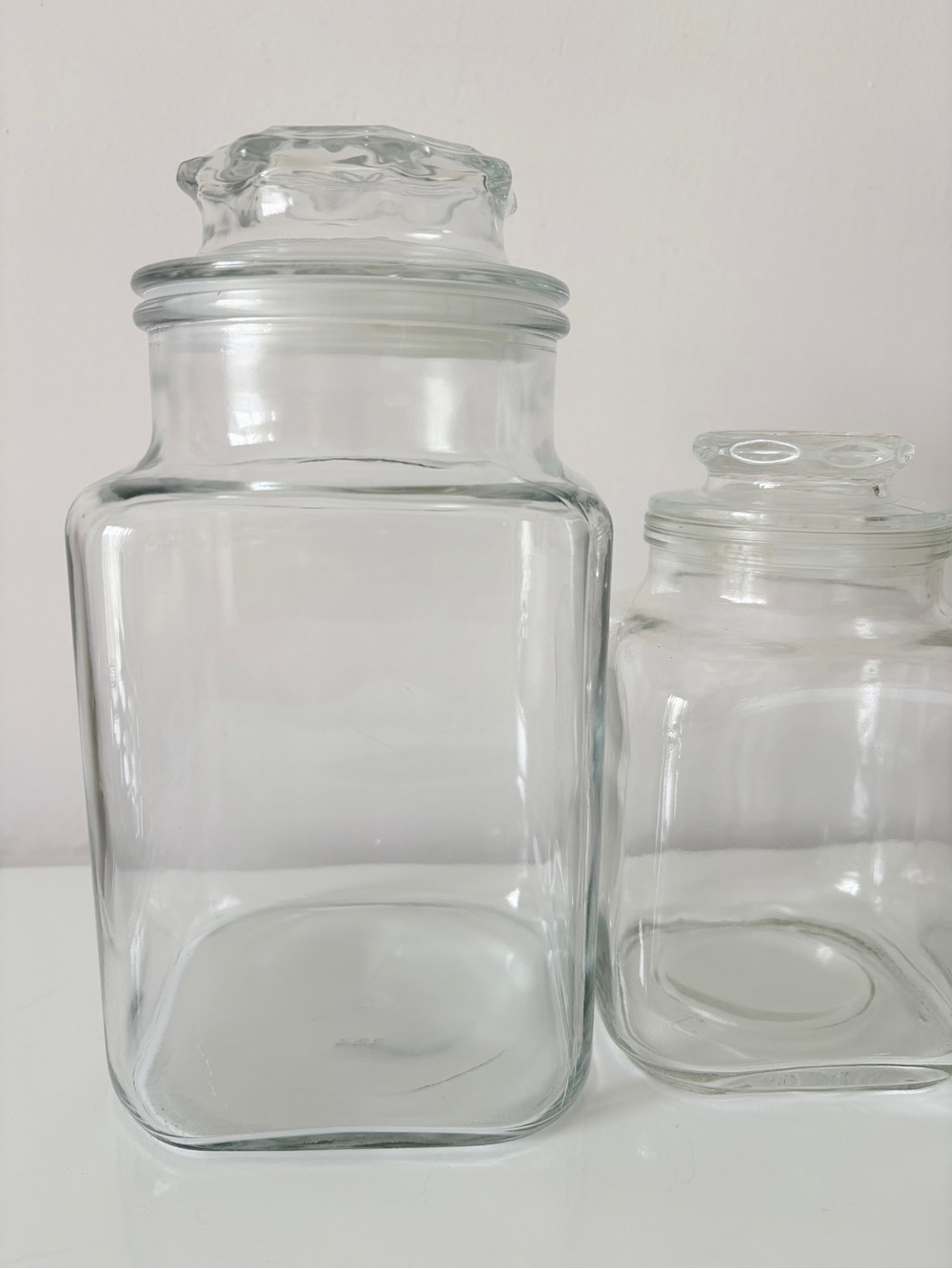 4 Vintage Anchor Hocking Canister Apothecary Jars with Lids Square Starburst - Picture 5 of 14